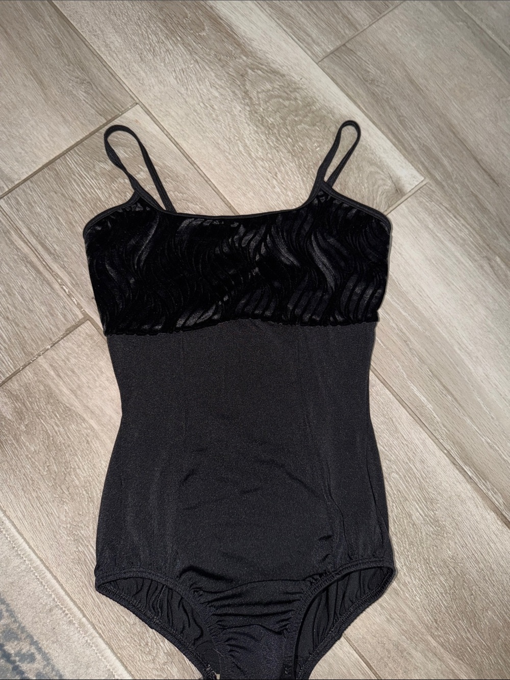 Body Wrappers Black Women's Leotard with Velvet Top - Size S